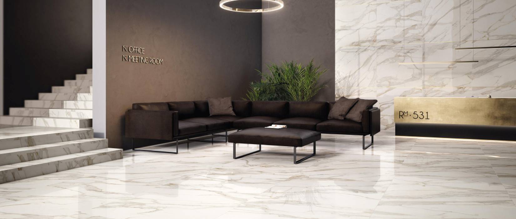 Marble effect floor tiles