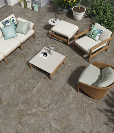 Stone effect tiles for outdoor floors