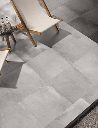 Thick concrete effect tiles