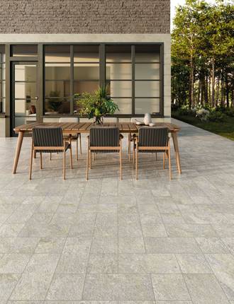 Stone effect tiles for outdoor floors