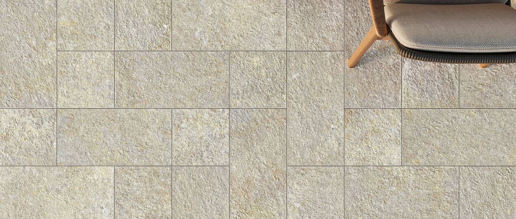 Stone effect tiles for outdoor floors