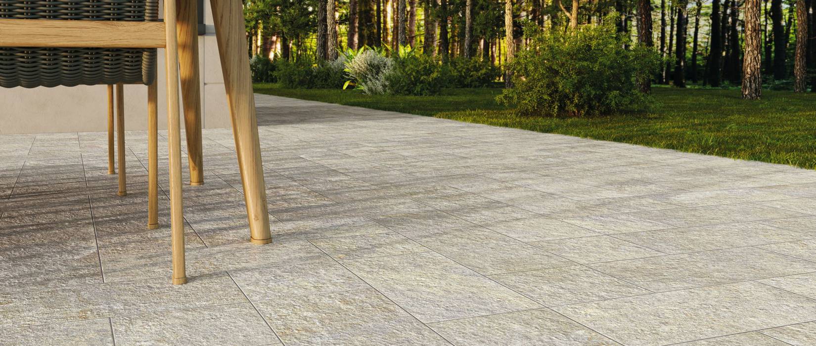 Stone effect tiles for outdoor floors