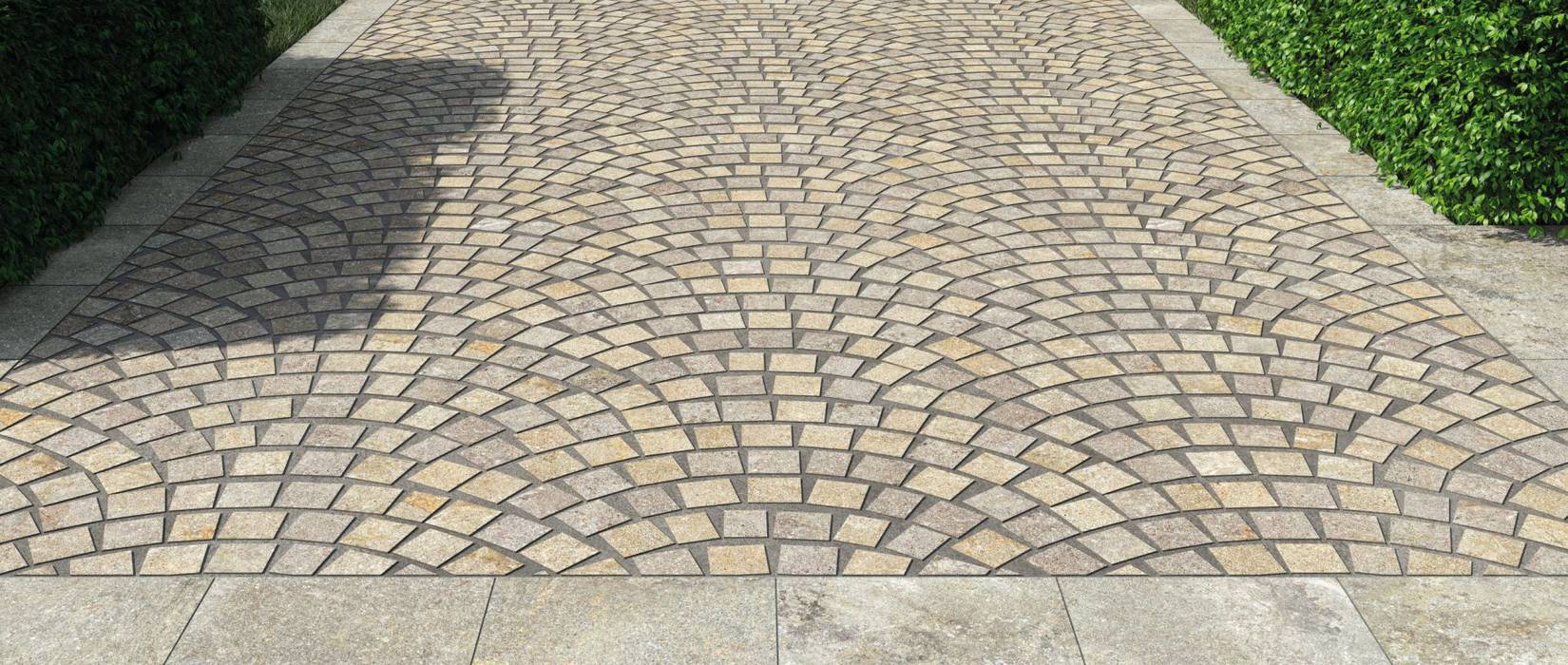 Stone effect tiles for outdoor floors