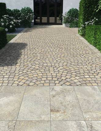 Stone effect tiles for outdoor floors