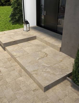 Stone effect tiles for outdoor floors