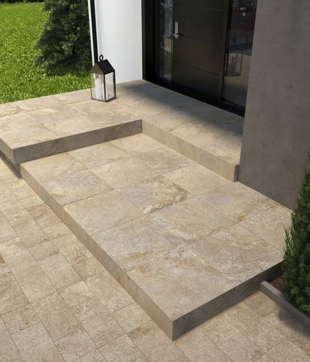 Stone effect tiles for outdoor floors