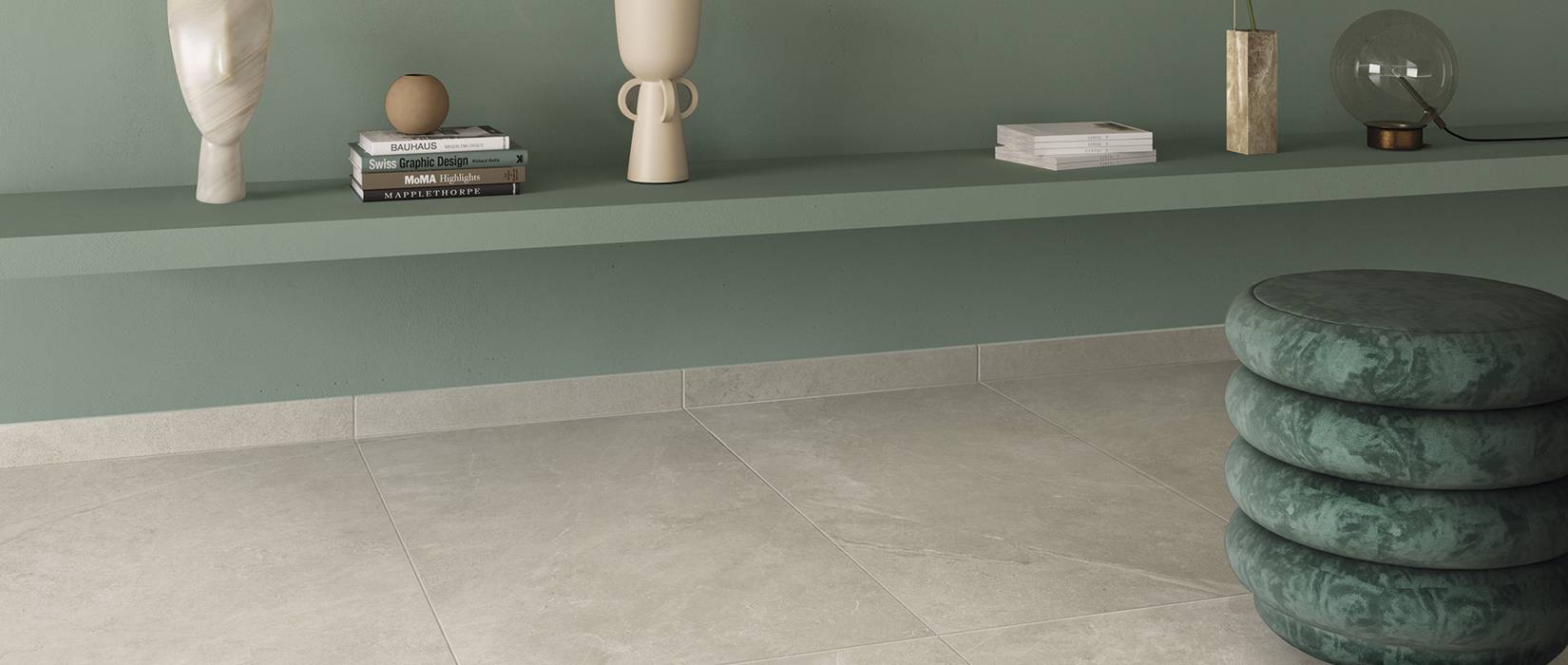 Stone effect tiles for interiors