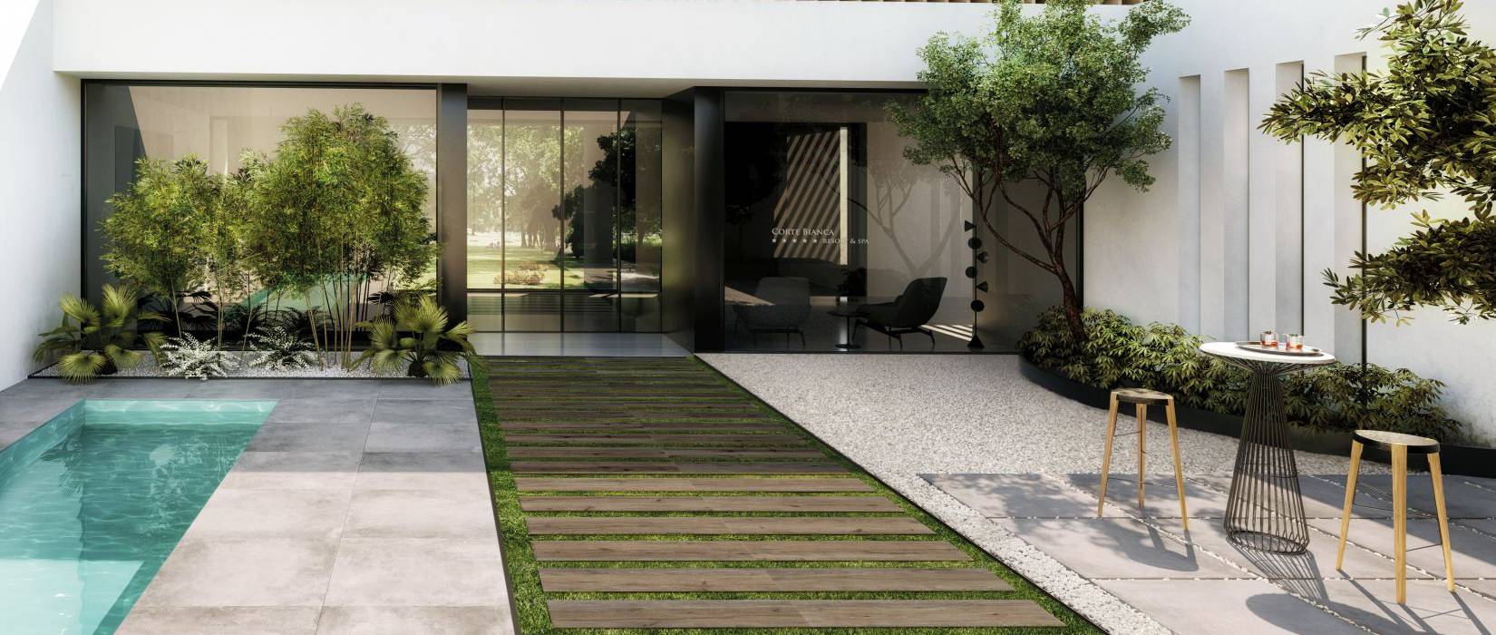 Outdoor wood effect flooring