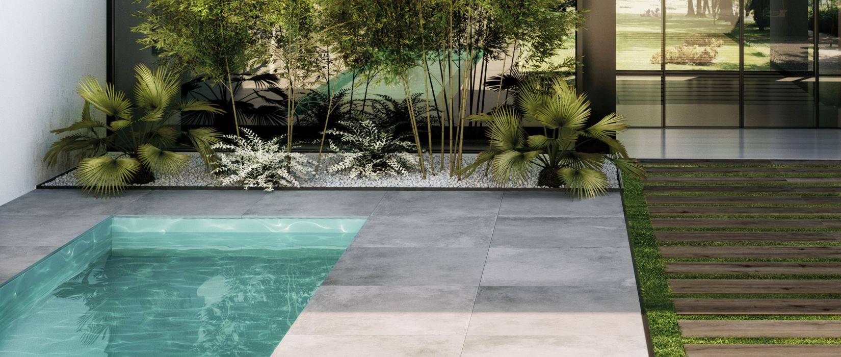 Thick concrete effect tiles