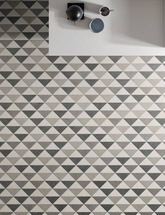 Indoor tiles in concrete-effect stoneware