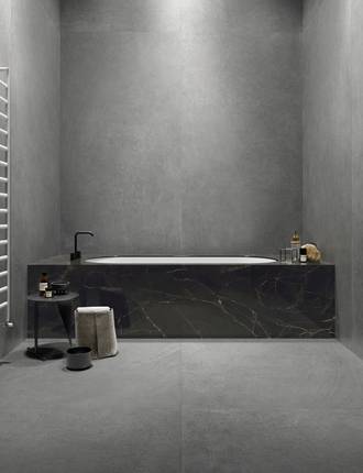 Marble Effect Floor Tiles Purity, Black Between Bathroom Tiles