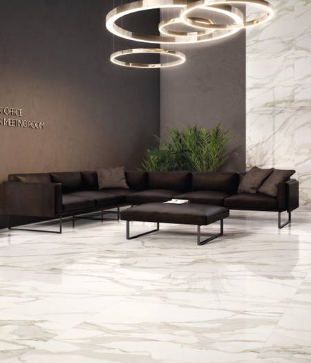 Marble effect floor tiles