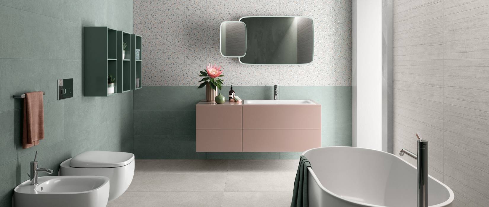 Carrelage d'intérieur en grès imitation béton