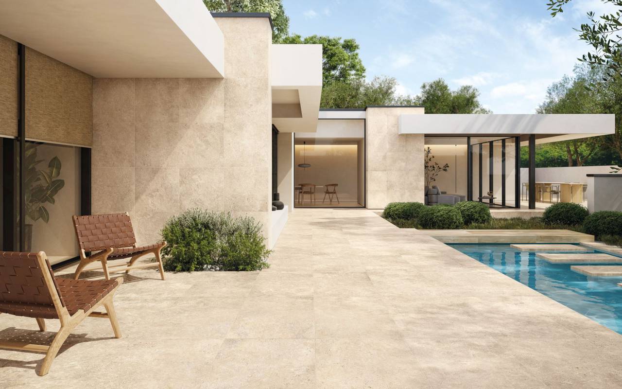 Stone effect porcelain stoneware for outdoor Supergres
