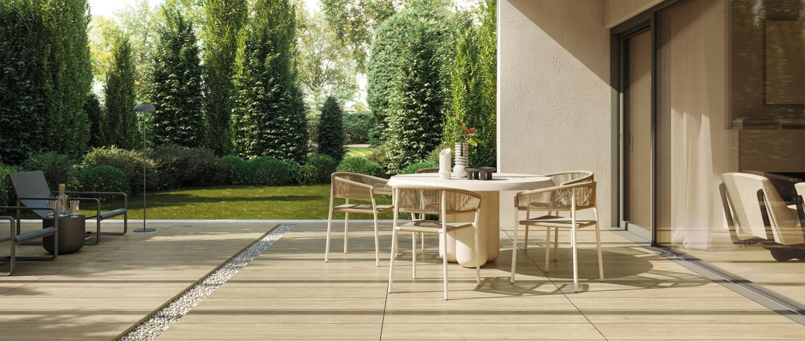 Wood effect outdoor floor