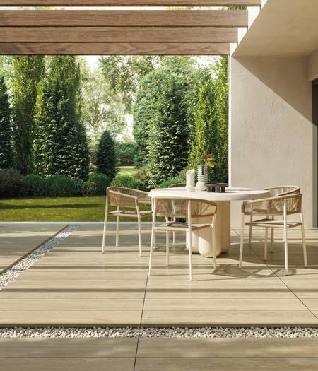 Wood effect outdoor floor
