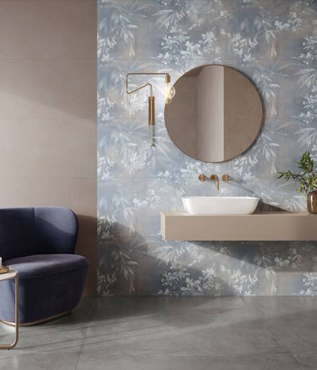 piastrelle per il bagno in ceramica dai colori tenui e dall&rsquo;aspetto polveroso