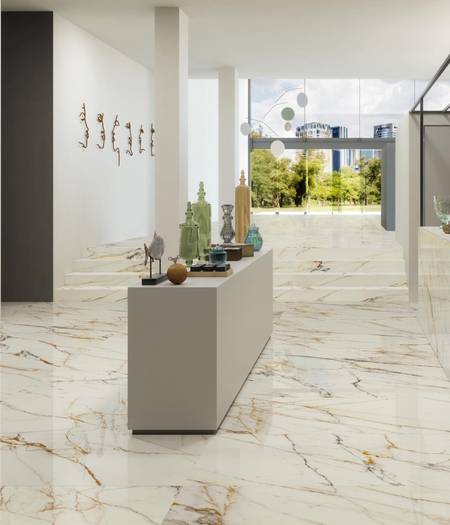 Grès effet marbre blanc