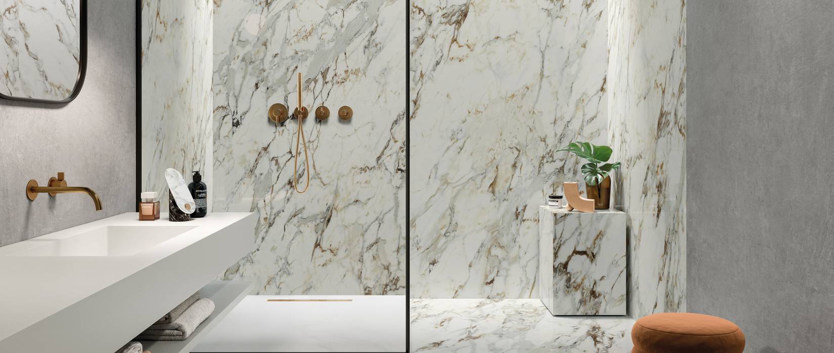 Marble effect stoneware tiles