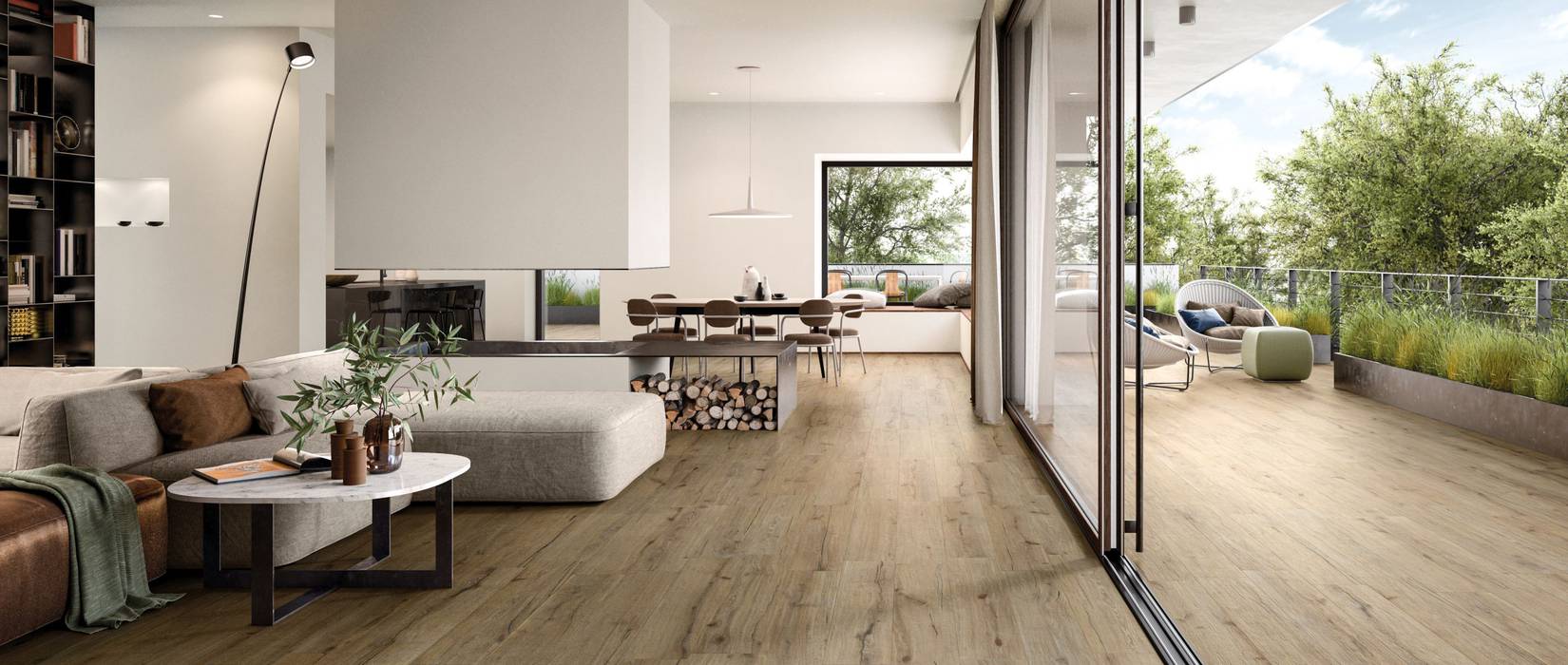 Oak wood effect tiles