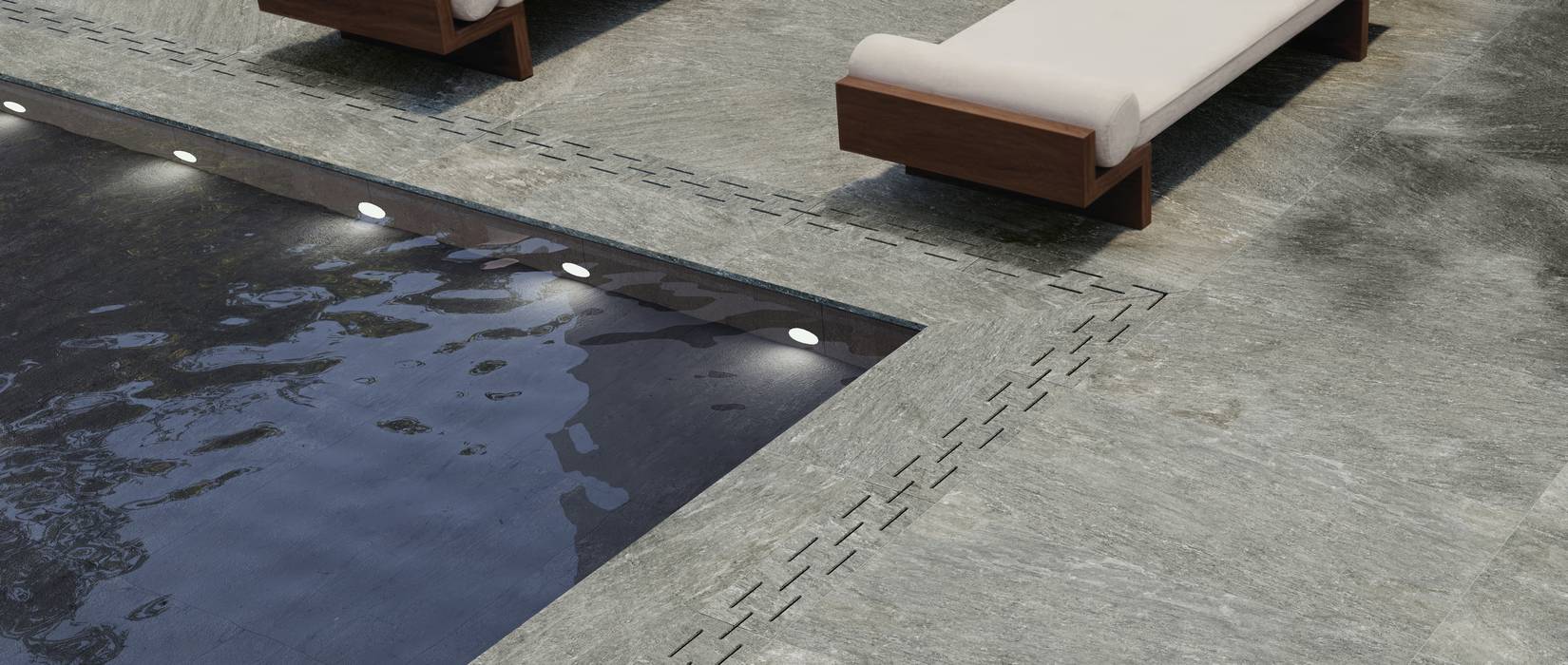 MENHIR Effetto Pietra Quarzite Piscina