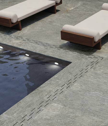 MENHIR Effetto Pietra Quarzite Piscina