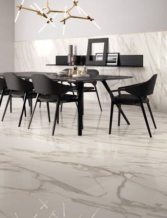 Marble effect floor tiles