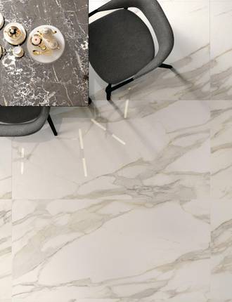 Marble effect floor tiles