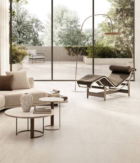 La mati&egrave;re du gr&egrave;s c&eacute;rame effet pierre calcaire devient lumi&egrave;re