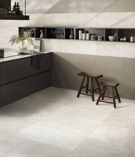 Stone effect tiles for interiors