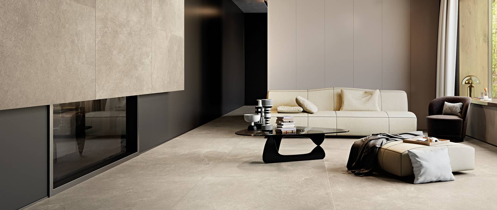 Stone effect stoneware floor tiles