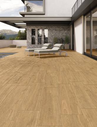 Wood effect outdoor floor