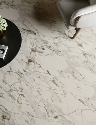 Marble effect stoneware tiles