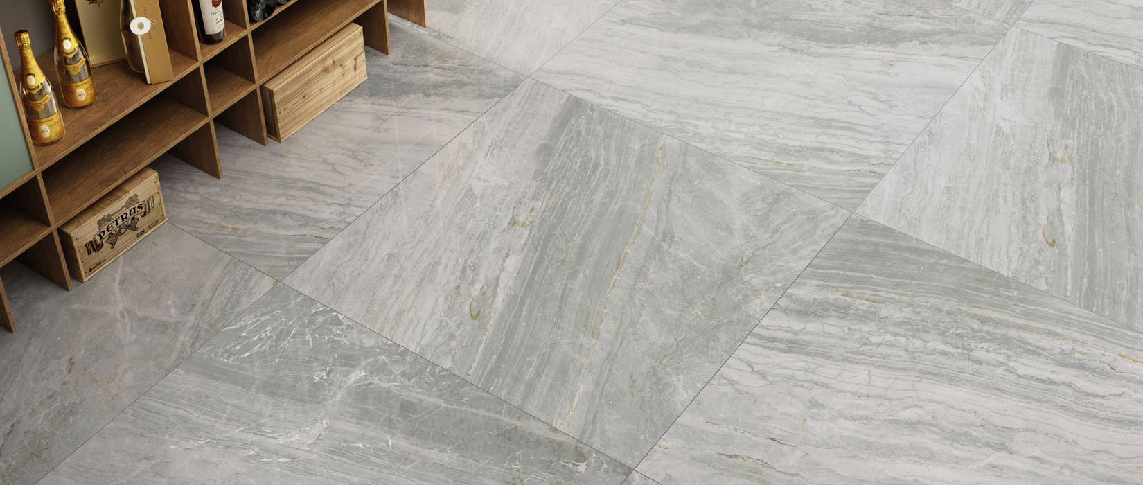 Marble effect stoneware tiles