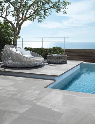 Stone effect tiles for outdoors