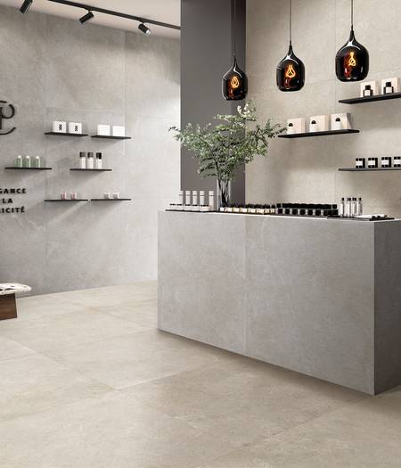 Stone effect stoneware floor tiles